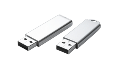  Pair of USB sticks featuring modern and classic styles isolated on transparent background