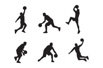 silhouette of basket ball player pose