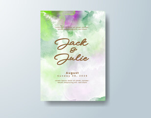 Wedding invitation with abstract splash watercolor