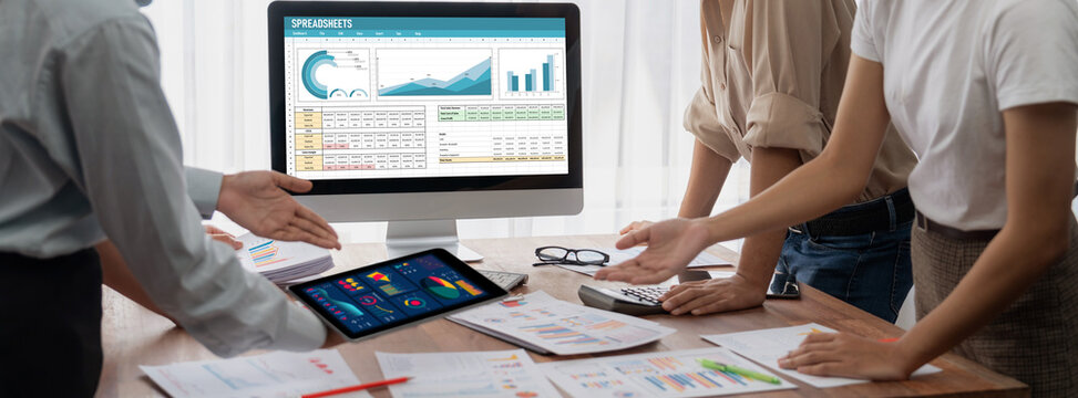 Spreadsheet document information financial startup concept. data and graphs in spreadsheet documents for online analysis project dashboard accounting digital brisk - Powered by Adobe