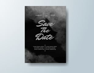 Wedding invitation with abstract splash watercolor