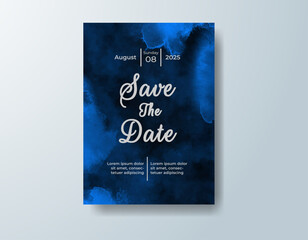 Wedding invitation with abstract splash watercolor