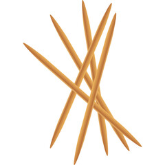 Group of Wooden Toothpicks Intersecting on a Transparent Background Representing Dental Hygiene and Food Debris Removal in a Close Up View