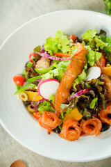 A healthy and vibrant salad featuring various fresh ingredients