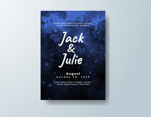 Wedding invitation with abstract splash watercolor