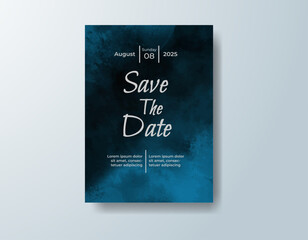 Wedding invitation with abstract splash watercolor