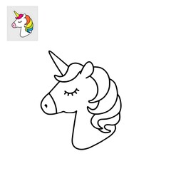 Colouring book Charming unicorn head line drawing for coloring, a magical creature illustration perfect for DIY crafts and aesthetic room decor