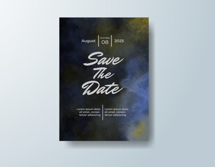 Wedding invitation with abstract splash watercolor