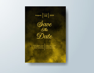 Wedding invitation with abstract splash watercolor