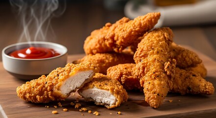 Crispy Chicken Tenders with Dipping Sauce - A Delicious and Savory Treat.