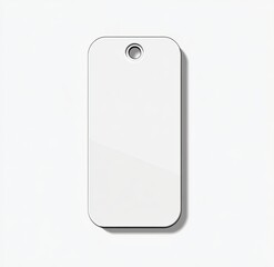 Blank rectangular tag, possibly metal, with a small hole for string or chain