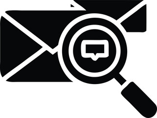 Magnifying glass inspecting a message icon
