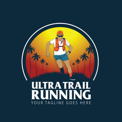 ultr trail running illustration image for backgroun logo vector