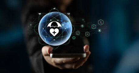 Global healthcare and medical insurance solutions for family protection. Digital technology provides access to health services and insurance worldwide. Motif