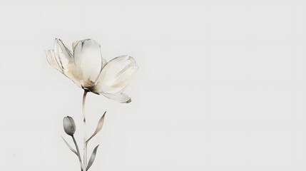 Obraz premium single stem flower watercolor painting simple