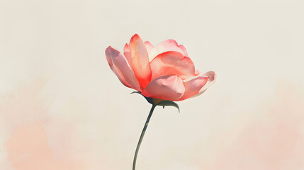 single stem flower watercolor painting simple