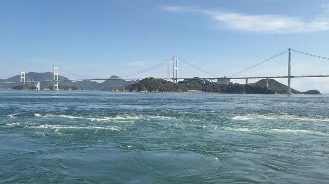 渦巻く来島海峡大潮の北流