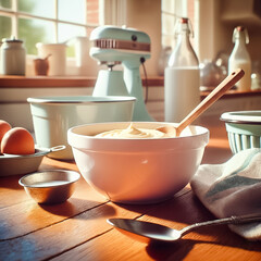 Eine K&uuml;che im Vintage Stil mit Backzutaten