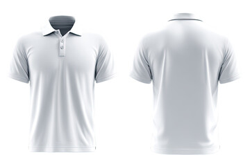 Front and back view of a plain white polo shirt