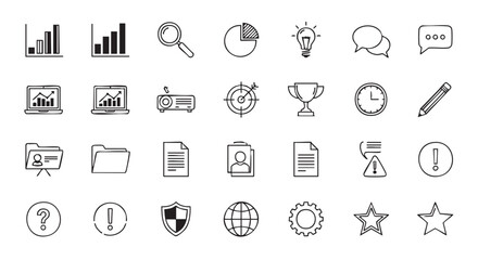 Set of business related vector icons for presentations and infographics