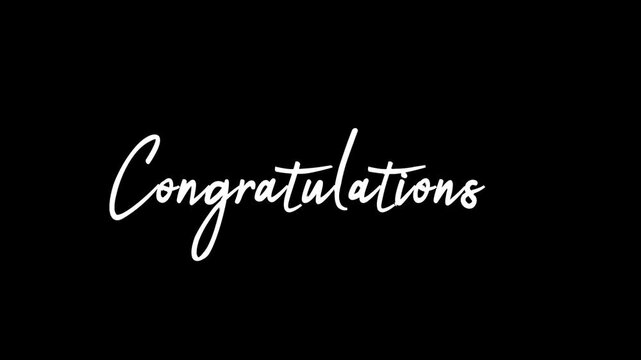 Calligraphy handwriting congratulation text animation. congratulations lettering, hand draw Congratulations text.