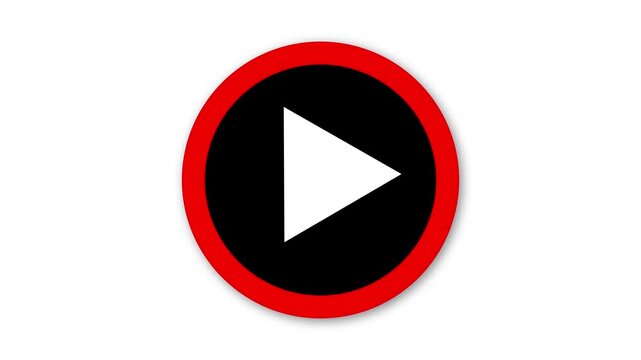 Video play button icon animated on a white background.