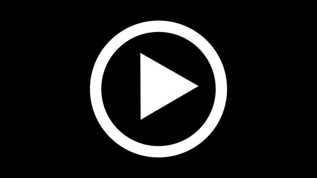Loading circle with Video play button icon animated on a black background.