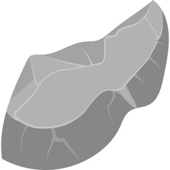 Grey Stone Pathway Section with Textured Surface and Cracked Details Isolated on Transparent Background Minimalist Outdoor Element
