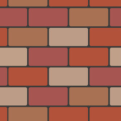 Seamless Brick Wall Pattern With Varied Reddish Brown Tones And Dark Grout Lines Top Down View