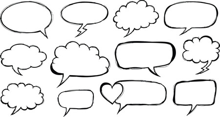 Fototapeta premium Vector art of set of handdrawn speech bubbles