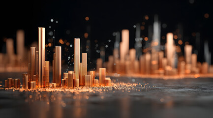 The golden urban landscape with a sense of technology