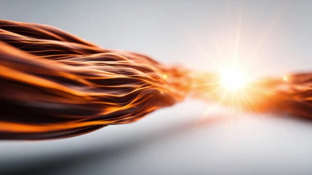 Electric Current: A close-up view of intertwined copper wires with a powerful burst of light emanating from the center, conveying the raw power and essential role of electricity.