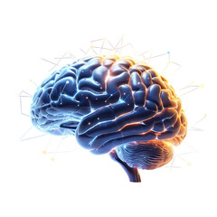 3d ai brain neural network glowing connections abstract concept technology innovation isolated on transparent background