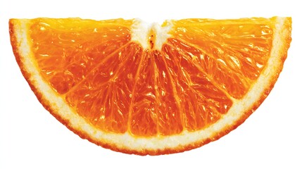 Bright citrus fruit slice displays vibrant segments against a clean white background