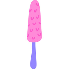 Simple Pink Mushroom on Purple Stick with Abstract V Shape Texture Isolated on White Background