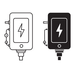 Black and white line art vector illustration representing power and electricity generation