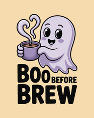 Fototapeta premium Cute quirky Halloween vector with friendly monsters, smiling witches, pumpkins, candles, crystals, potions & fog — perfect for festive seasonal art
