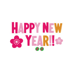 Happy new year lettering on white background