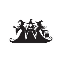 Black Color Winifred Halloween Silhouette Vector Illustration.