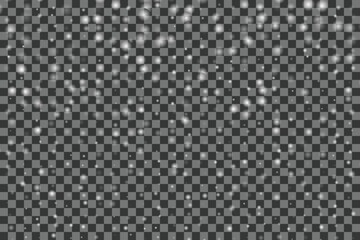 Falling snow overlay realistic snowfall effect on transparent background winter season decoration. EPS vector illustration