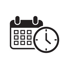 Calendar and Clock Icon for Schedule and Time Management