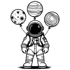 Astronaut and Planet Balloons