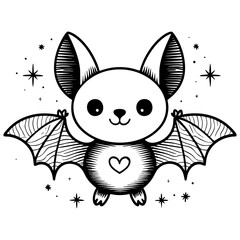 Kawaii Bat with Stars