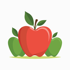 Minimal solid color vector art for National Apple Day with red & green apples, tree, baskets, juice, slices & heart shapes — for healthy, eco harvest themes