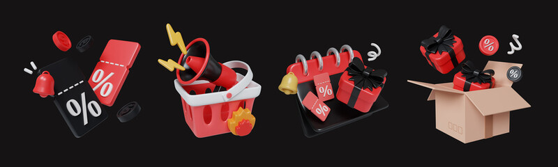 Black Friday marketing promotions with exciting deals and engaging visuals. 3D render illustration
