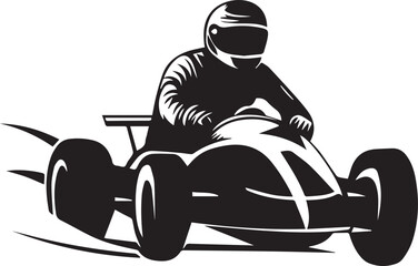 Silhouette of racing driver speeding in vintage formula one car