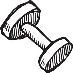 Hand Drawn Sketch of a Single Dumbbell With A Thick Handle On A Transparent Background Symbolizing...