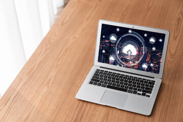 Fototapeta premium Cloud computing software for modish remote work and personal data storage