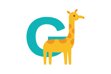 Giraffe alphabet letter g animal illustration for kids learning