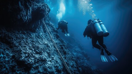 Underwater cable maintenance, Maintenance divers inspecting a submarine cable connection